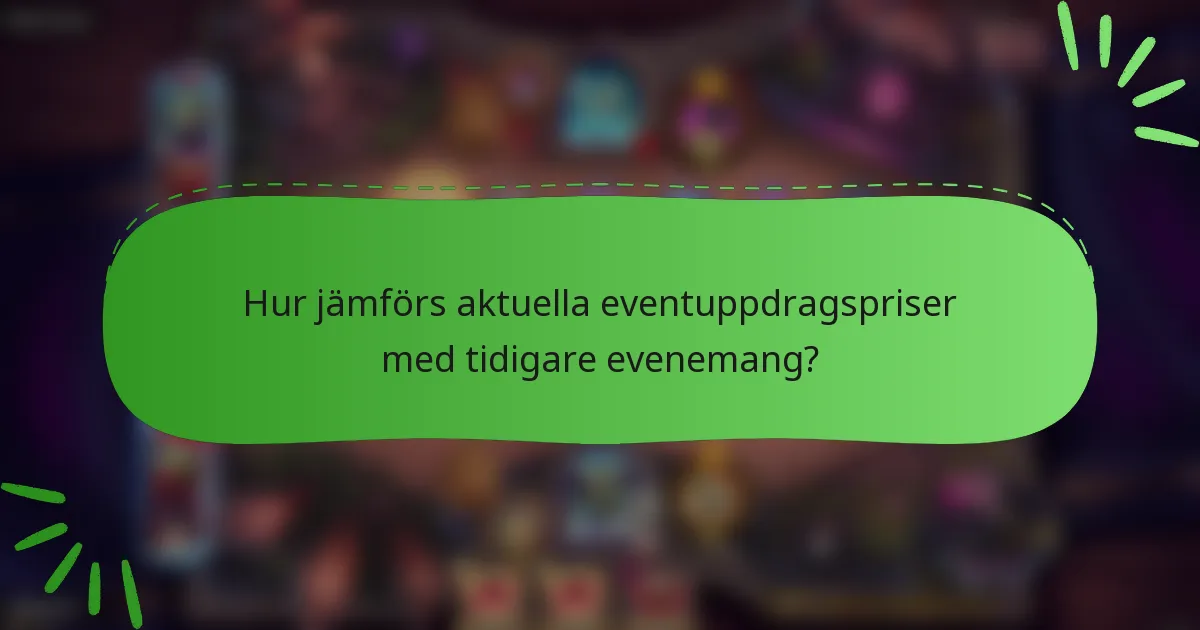 Hur jämförs aktuella eventuppdragspriser med tidigare evenemang?