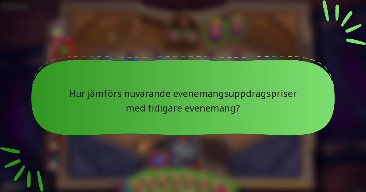 Hur jämförs nuvarande evenemangsuppdragspriser med tidigare evenemang?